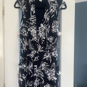 White House Black Market Black and White Floral Romper